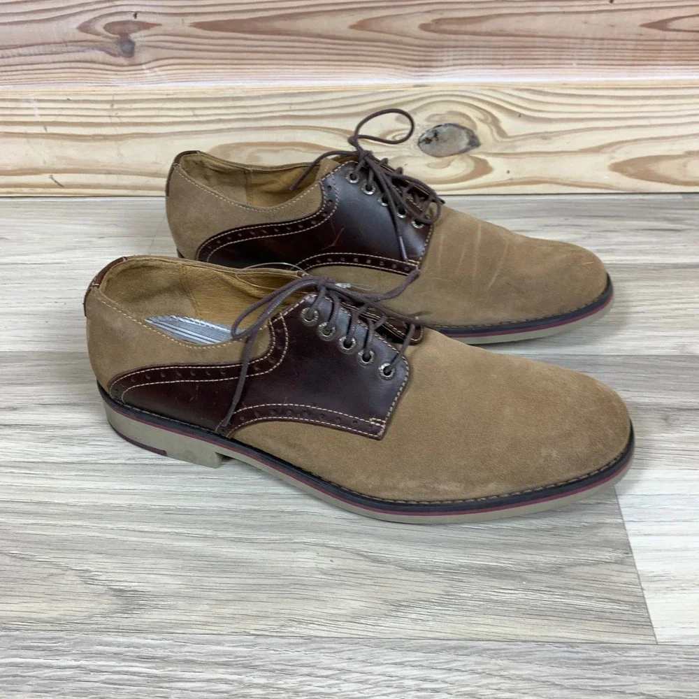 Johnston & Murphy Oxford Mens 9.5 Brown Suede‎ Leather Saddle Dress Shoes